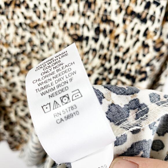 Leopard Print Blouse Maurices Womens Smocked Peplum Top SIze Medium - Picture 4 of 8